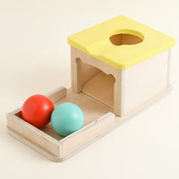 Motor Skills Object Permanence Box Developmental Object Permanence Box with Tray Cognitive Ball Drop Toy with Drawer Child-Friendly for Babies, Toddlers, Daycare