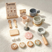 Wooden Simulation Coffee Machine Toy for Kids Pretend Play