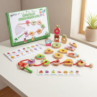Focus Training Wooden Caterpillar Lacing Toy Reasoning Thinking Caterpillar String Weaving Game Early Learning Wooden Threading Beads Set Easy to Grip for Preschoolers, Preschool