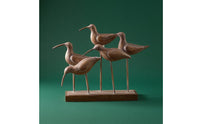 Wood Base Bird Ornament Rustic Metal Stem Bird Decor Distressed Room Decoration