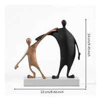 Abstract Human Figure Sculpture Minimalist Ornament with Marble Base Matte