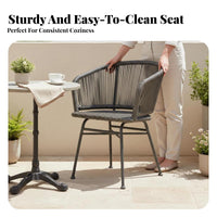 Woven Backrest Armchair Nordic Design Patio Chair Minimoutsideist Design Weather-Resistant for Homeowners, Boutsidecony