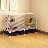 Hamster Cage and Multi-Level Chinchilla Habitat with 2 Tiers, Indoor Gerbil Cage and Rodent Cage with Bottom Board and Easy Clean Front Access