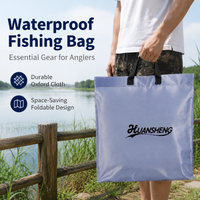 Foldable Fishing Bag Carryall, Water Resistant Light Grey Oxford Cloth Fishing Gear, Tackle Bag for Riverbank Carp Fishermen