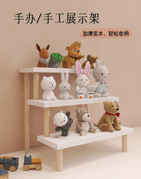 桌面手办阶梯式收纳置物架台阶式作品展示架双层梯形盲盒摆件架子 白色2层【60*12】高13.2☆加长款