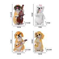 4 Pieces Puppy Band Figurines Hand Painted Musician Dog Statue Vibrant Colors