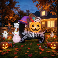 Halloween Inflatable Skeletal Dachshund Outdoor Inflatable Dachshund with Pumpkin Blow-up Spooky for Lawn, Porch