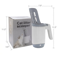 Waste Scooper with Built-in Waste Bin, Portable Waste Cleaner with Rectangular Sifter Holes, Multi-Functional Tool for Waste Tray