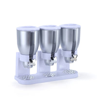 Food-Safe-Complimentary Triple Cereal Dispenser Compact Cereal Dispenser with Crumb Tray Space-Saving Container Shatterproof for Kitchen