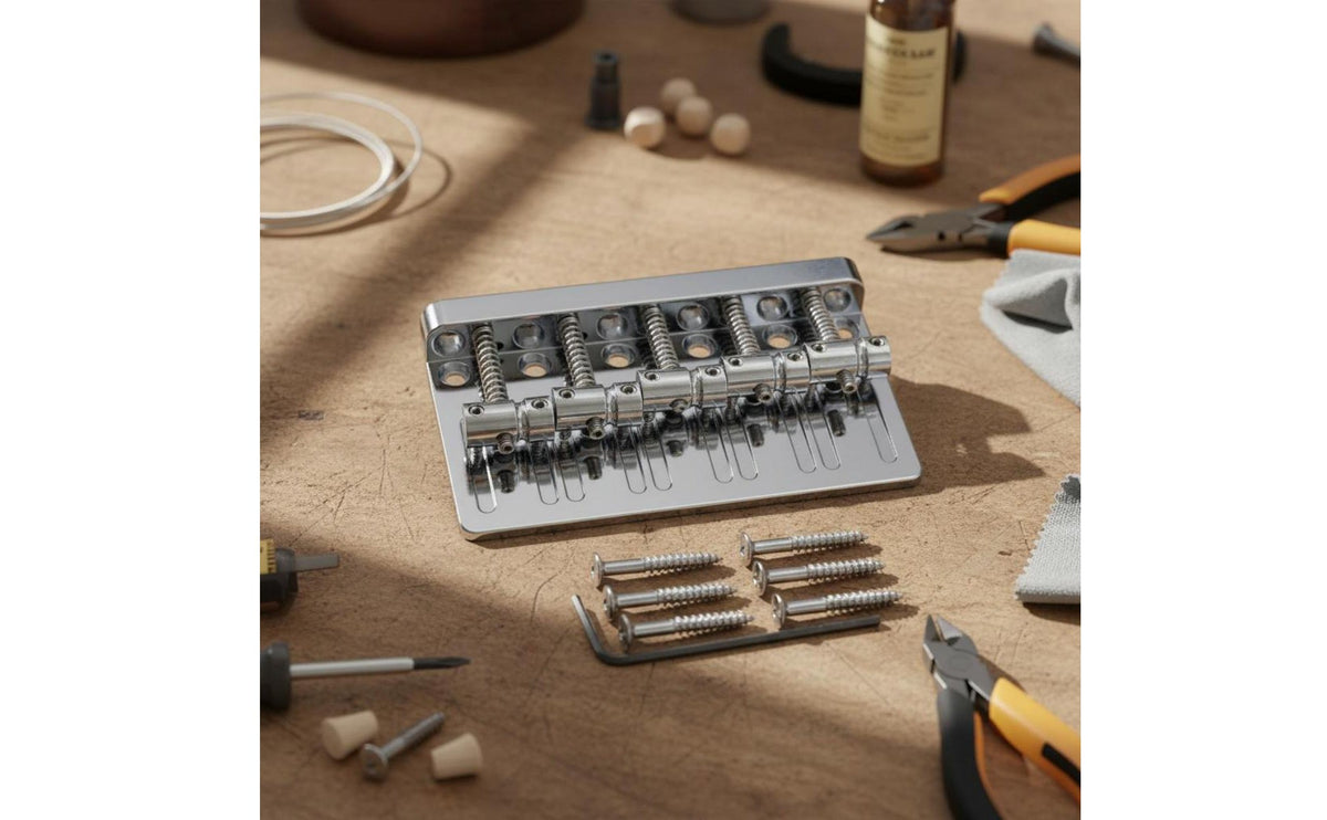 Five-String Bass Bridge Thickened Plate Electric Bass Guitar Bridge Instrument Hardware Excellent Sustain Easy Installation