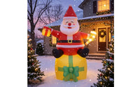 Inflatable Santa with Gift Box Giant Santa with Gift Box Christmas Inflatable Stable Outdoor Decoration Festive for Yard, Lawn