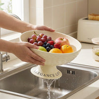 Pedestal Fruit Bowl, Large Capacity Salad Bowl with Drainage Base Synthetic Serving Bowls for Parties, Modern Decorative Fruit Bowl