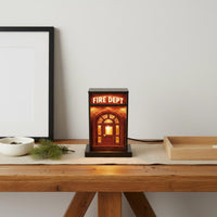 Fire Dept Night Light Portable Mini Fire Station Lamp Cute Design for Desk