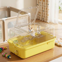 Luxury Hamster Cage, Modern Square Shape Acrylic Material, Transparent Viewing Starter Kit with Top Open Design for Portable Beginner Pet Care