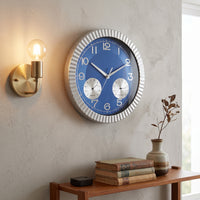Easy to Read Wall Clock with Subsidiary Dials Retro Quartz Wall Clock Nordic Round for Living Room, Office, Bedroom