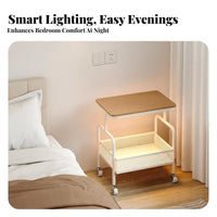 Wheeled C-Table Rounded Corners Rolling C-Shaped Table Lockable Casters