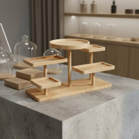 Multi-Tier Wooden Display Stand Sturdy Construction Wooden Step Shelf Multifunctional Stepped Collectible Riser for Collectors