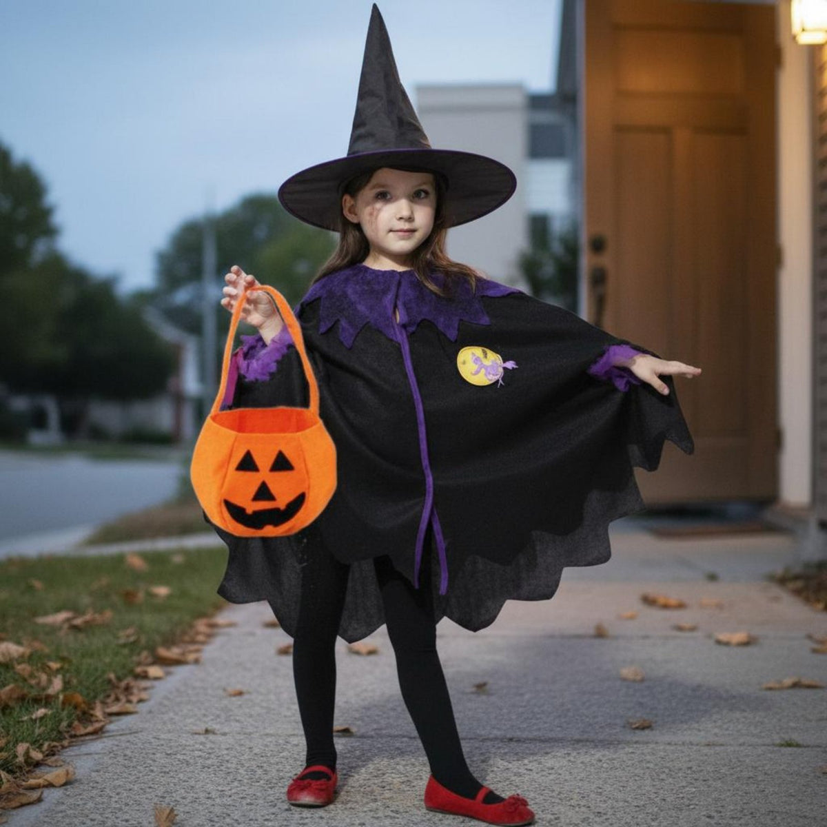 Girl's Witch Costume Role-Playing Witch Costume Set Halloween Outfit for Kids