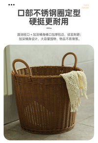 藤编织脏衣桶卫浴脏衣服收纳筐家用洗衣篮圆形脏衣篓大容量收纳桶