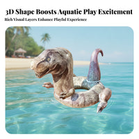 Printed Textured Pattern Dinosaur Swim Circle Raised Tail Inflatable Dinosaur Floating Seat