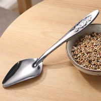 Ergonomic Grip Spoon and Stainless Steel Parrot Feeding Spoon, Food-Grade Silver Feeder for Parakeet Chick, Smooth Rim Hand-Feeding Tool, 11.5cm