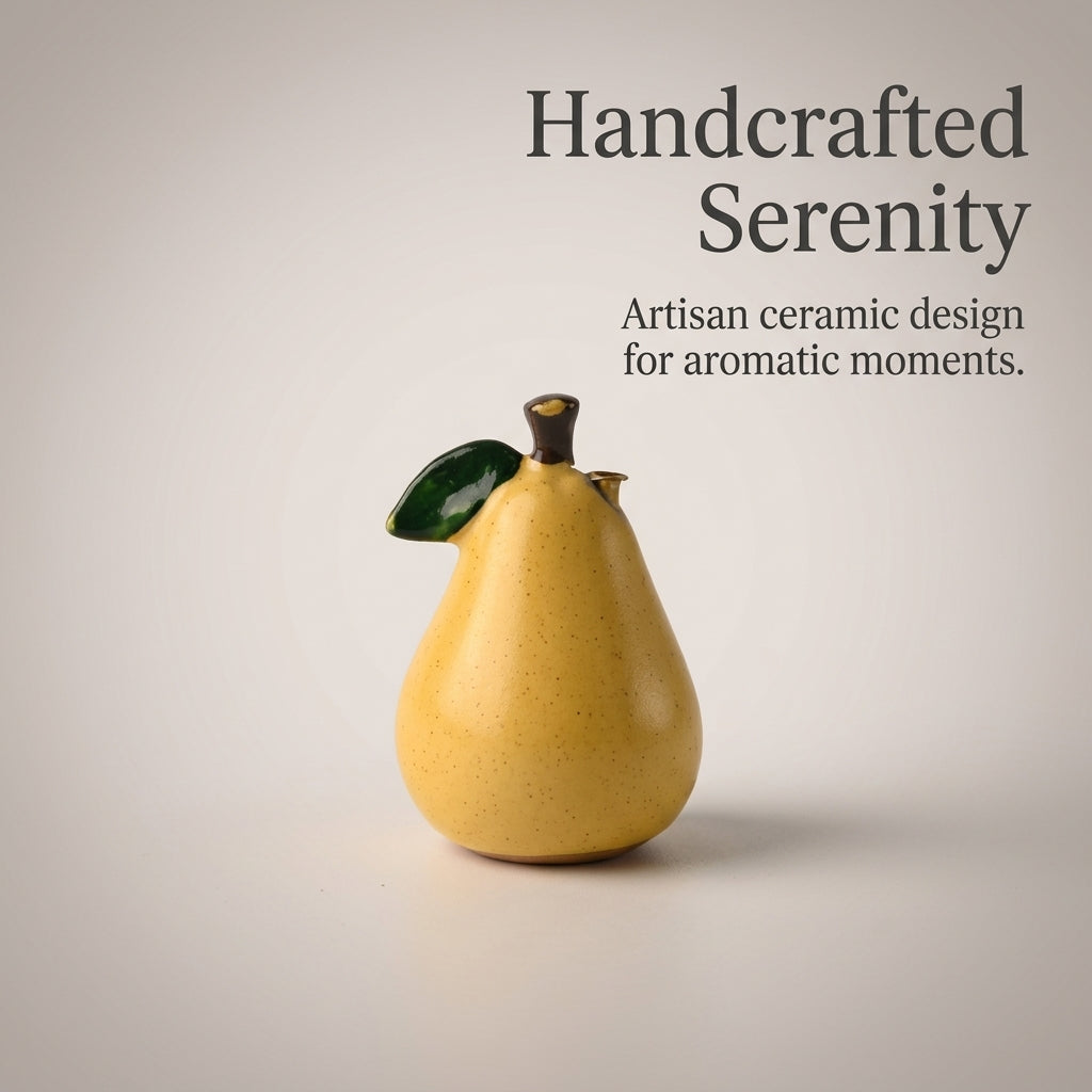 Incense Holder with Fruit Shaped Ceramic Design for Living Room Decor, Handmade Burner for Meditation and Relaxation Areas