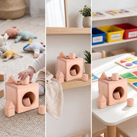 Natural Wood Shape Sorting Cube Developmental Shape Sorter Cube Screenunplugged Sorting Box Classic for Classroom