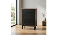 Solid Wood Five-Drawer Chest Sturdy 5-Drawer Dresser Space-Saving Storage Cabinet with Drawers Compact for Bedroom