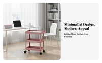 3-Tier Rolling Organizer Multi-Purpose 3-Tier Rolling Shelf Space-Saving