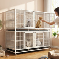 Multi-layer Metal Wire Breeding Cage with Trays, Detachable Boarding Cage and Divider Cage for Professional Pet Breeding or Small Bird Boarding