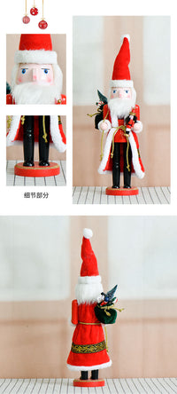 36cm Santa Claus Nutcracker Solid Wood Figurine Christmas Decoration