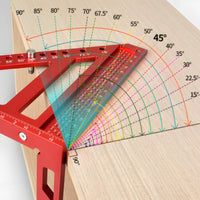 Triangular Woodworking Ruler Engraved Graduations Woodworking Square Protractor Angle Marking Ruler Screw Fixed Tool 0.1mm