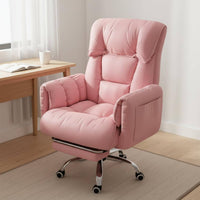Reclining Comfy Sofa-Design Task Chair Comfortable Upholstered High-Back Computer Chair Wide Seat Office Furniture Padded Armrests for Bedroom