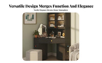 Modern design Triangular Corner Vanity with Lighted Mirror Space-Saving Design Lighted Corner Vanity with Storage Includes Matching Stool Dressing Table for Apartment Dwellers, Women, Young Adults