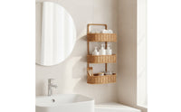 Woven Wicker Wall Mount Organizer Space-Saving Wicker Wall Organizer Slim Multi-Purpose for Bathroom, Kitchen, Vanity