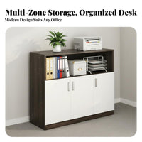 Low File Cabinet with Doors Office Storage Sideboard Wooden Printer Stand Office Partition Cabinet Sturdy Engineered Wood Construction Suitable for Office Workspace Study Bedroom