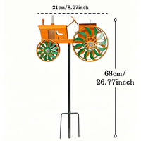 Metal Four-Wheel Tractor Garden Decoration, Iron, Indoor/Outdoor