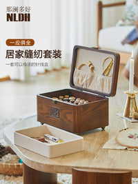 实木针线盒结婚高质量家用手提大号手工缝纫工具套装缝补收纳盒