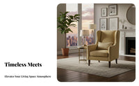 2 Pieces Upholstered Armchair with Footstool Matching Footrest Living Room Furniture Modern Elegant Design Textured Upholstery