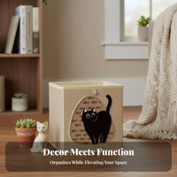 Foldable Cat Print Storage Cube Collapsible Design Cat Print Storage Basket