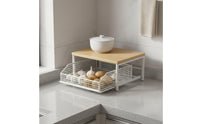 2-Tier Vegetable Storage Stand Versatile Pull-out Basket Counter Shelf Space-Saving Sliding Basket Countertop Organizer for Pantry, Under Sink