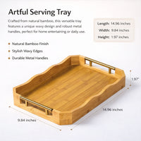 Bamboo Serving Tray with Metal Handle