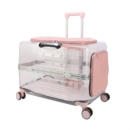 Rolling Pet Carrier Ventilated Pet Carrier with Wheels Long-Lasting for Outings