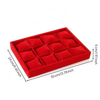 Watch Tray with Pillows Rectangular Jewelry Tray with Pillows Velvet Organizer for Jewelers, Collectors, Retail Counters, Dressing Tables