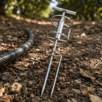 T-Shaped Handle Agricultural Hose Guide Metal Hose Guide Silver Finish Pointed Spike for Spraying Work