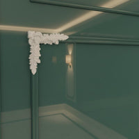4 Pieces French Design Wall Corner Ornament White Finish PU Corner Applique