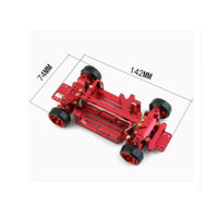 RC Car Chassis with Wheels Aluminum Alloy Drift Car Frame RC Chassis CNC-Machined Full Metal for Hobbyists, Bench-Top Projects