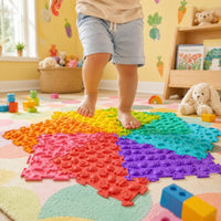 8 Pieces Sensory Foot Mat Non-Slip Interlocking Sensory Tiles Easy to Clean