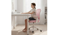 Space Saving Adjustable Kids Desk Chair Breathable Mesh Back Ergonomic Student Chair High-Density Foam Cushion Weight-Activated Locking Casters for Students, Study Room, Home Office