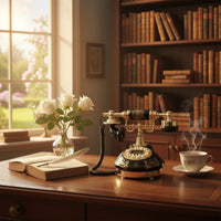 Ceramic Telephone Decorative Retro Landline Phone Redial Function for Gallery